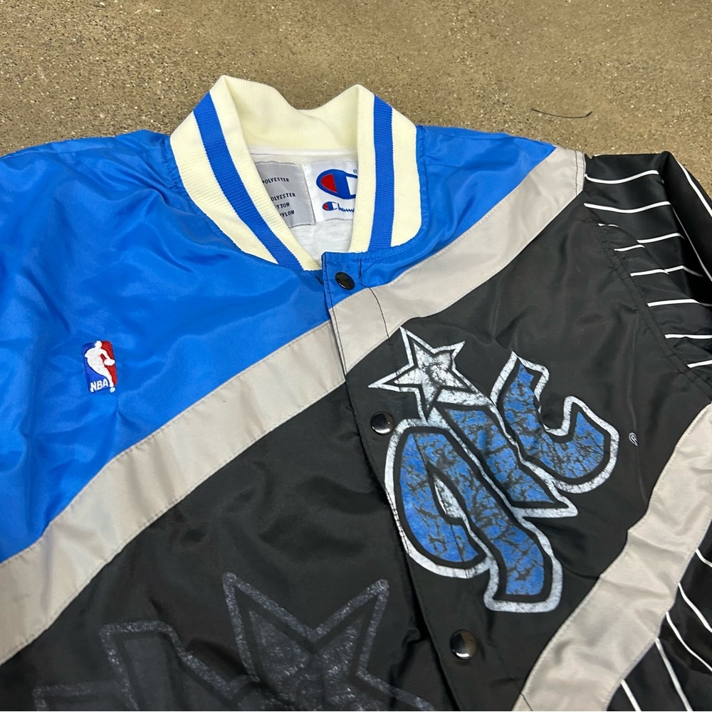 Vintage Orlando Magic Jacket Mens‎ Small Black Blue Bomber Champion 90s Warm Up - Picture 2 of 10